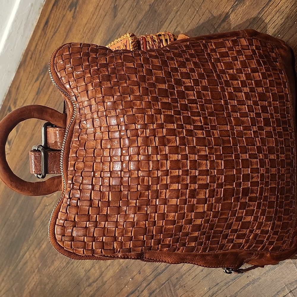 Vilenca Holland (for Anthropologie) Emilia Intrecciato Woven Leather Backpack